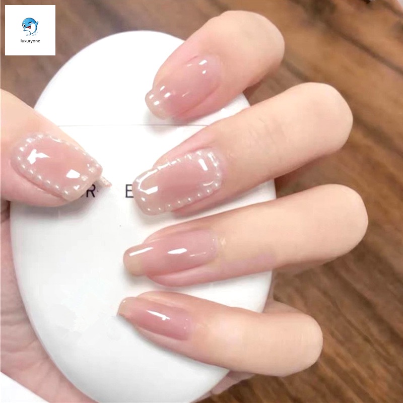 Set 24 Móng Tay Giả Đính Ngọc Trai<br>