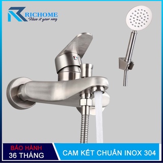 Bộ sen vòi tắm nóng lạnh OS813 chất liệu inox 304 nguyên khối + Dây dẫn nước vòi sen + Tay sen tròn + Gác tay sen