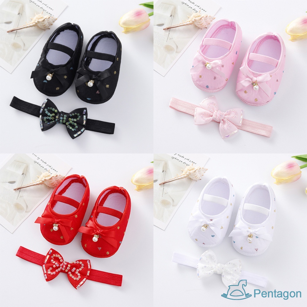 Giày Tập Đi Đế Mềm Đính Hoa Ngọc Trai Dễ Thương Cho Bé Gái 0-12 Tháng Tuổi