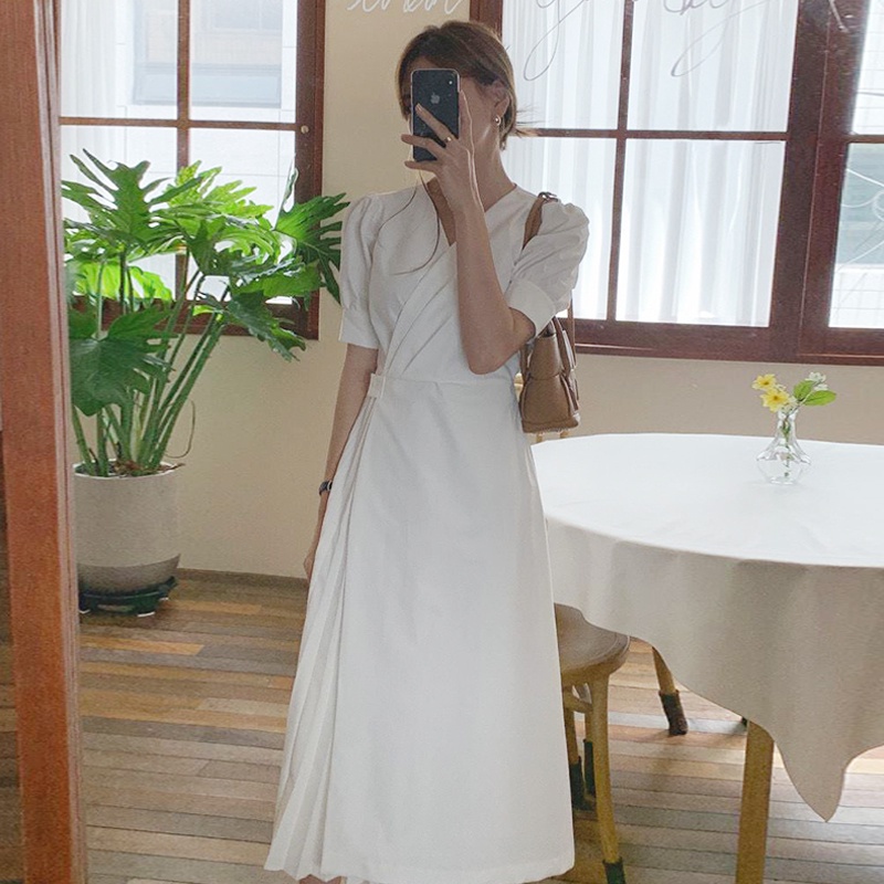 Đầm cổ chữ V thiết kế mới thời trang theo phong cách Hàn Quốc 45120