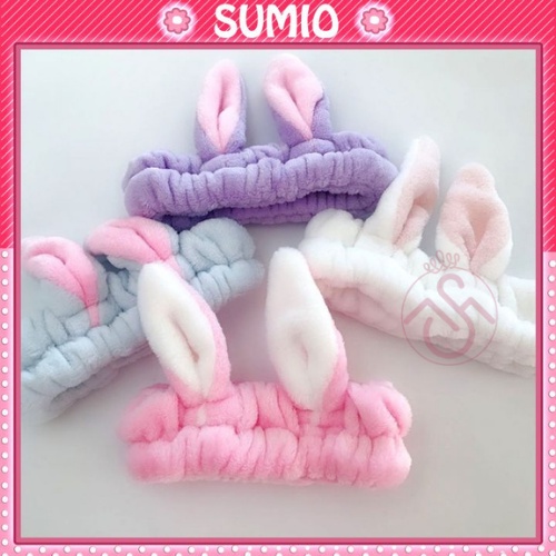 Băng đô rửa mặt Sumio bờm cài tóc tai thỏ cute vải nhung mềm mịn skincare nhiều màu thời trang Hàn Quốc BD001