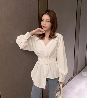 ÁO SƠ MI TÀ LỆCH KÈM BELT
