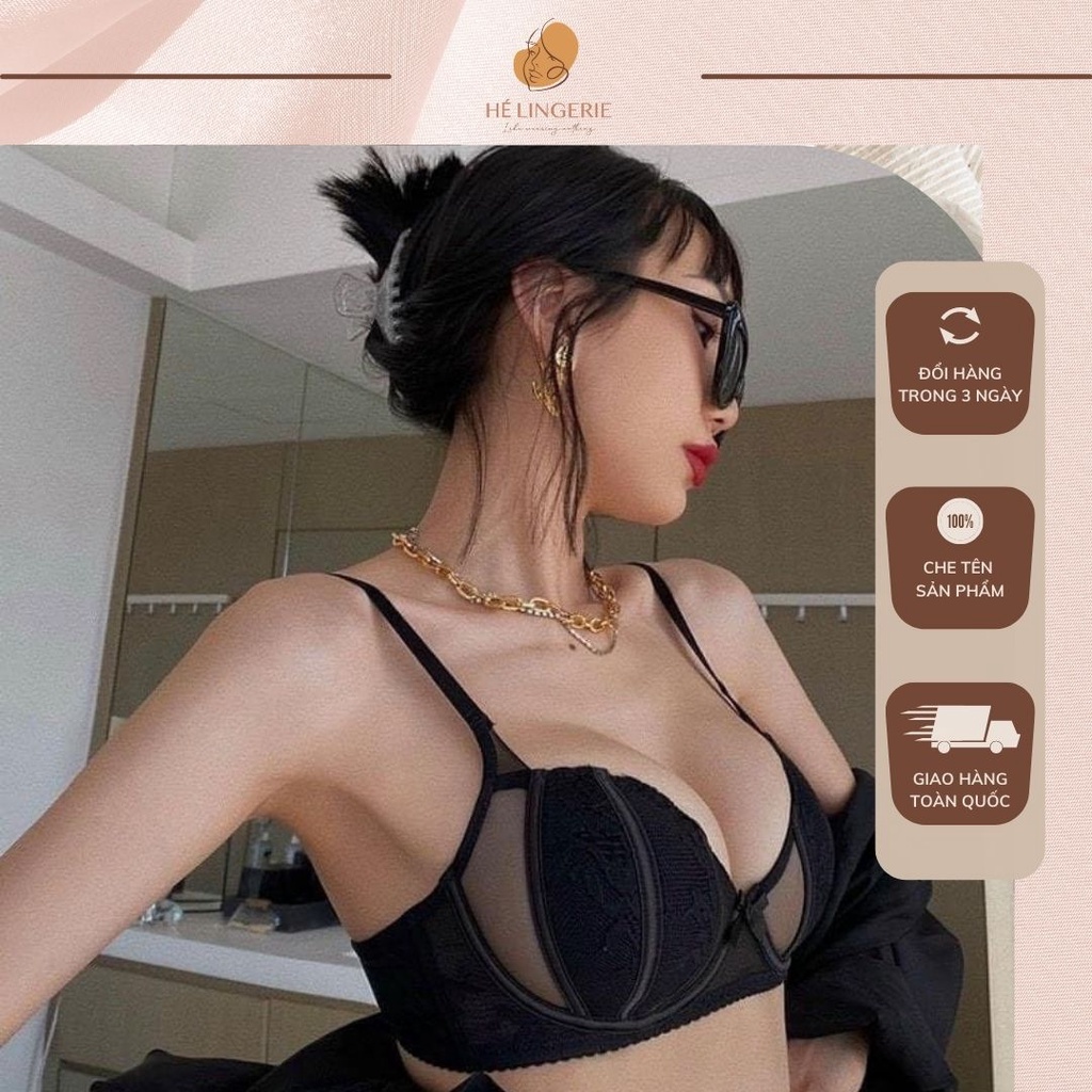 Bộ Đồ Lót Nữ Ren Lưới Có Gọng Mút Mỏng Sexy HELI BL01