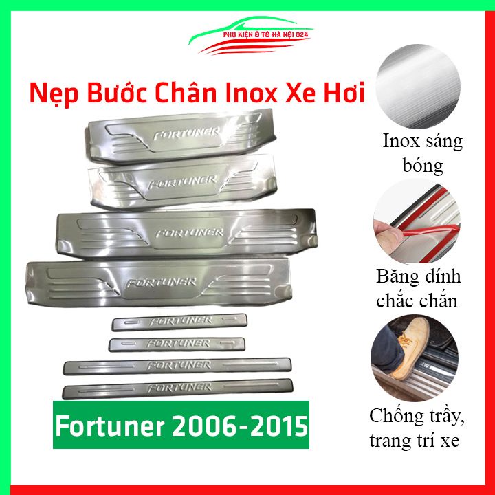 [Fortuner 2006-2016] Bộ Nẹp Bước Chân Trong Ngoài Bằng Inox Cho Ô Tô - Fortuner 2006-2016