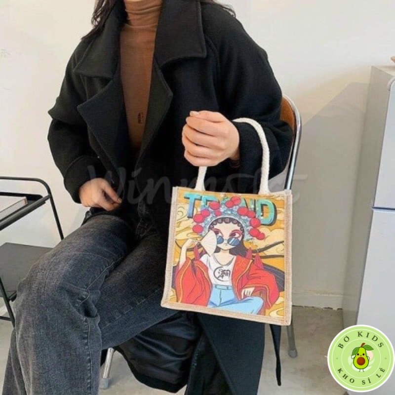 Túi cói túi tote xách mini đi biển nữ đẹp đi chơi thời trang dễ thương cute cá tính phong cách Vintage TC01