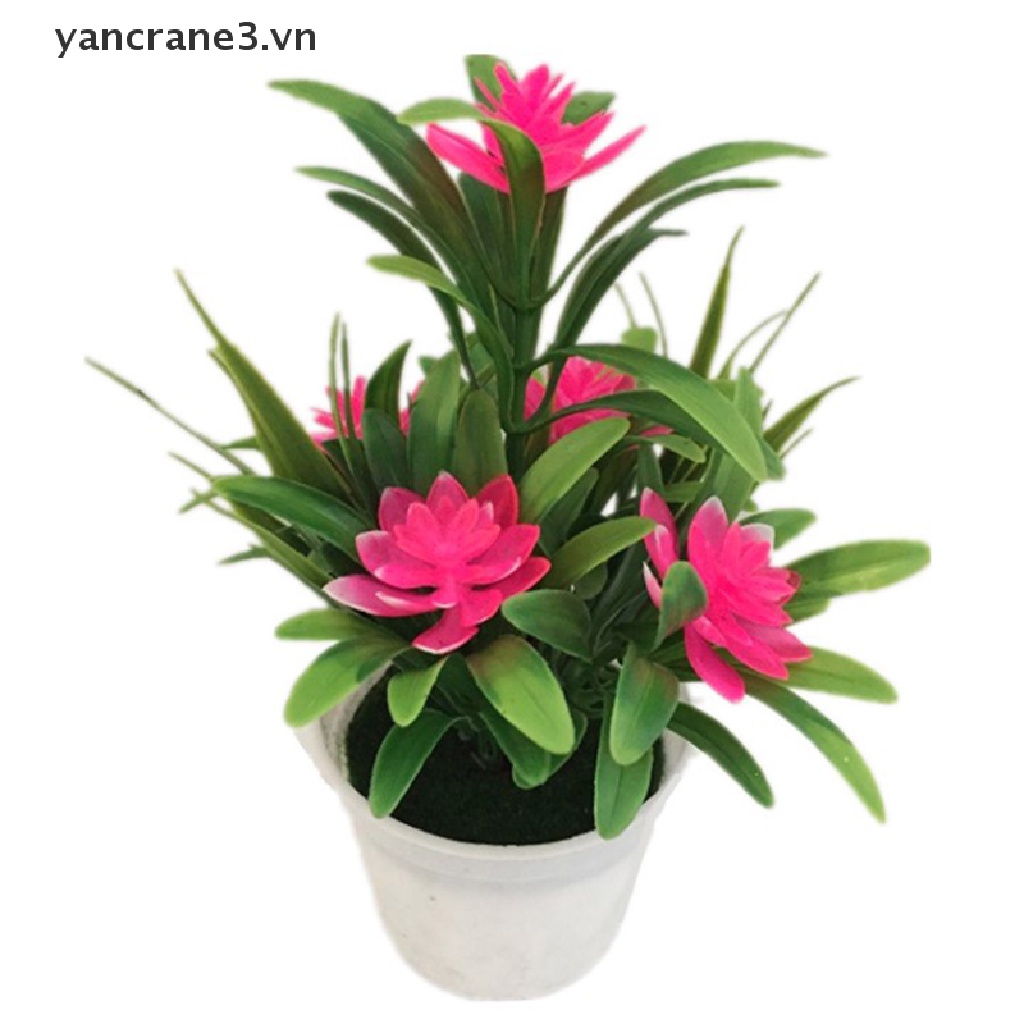 Chậu cây giả với 5 đầu bông hoa dễ thương trang trí sân vườn ngoài trời