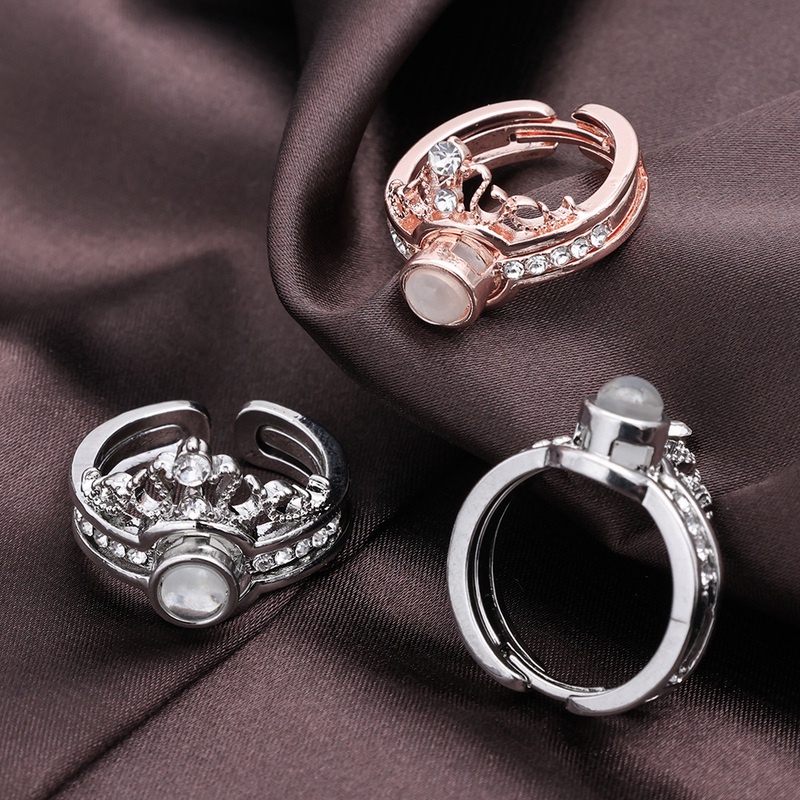 Nhẫn Hở Hình Vương Miện Hai Lớp 100 Ngôn Ngữ I Love You Thời Trang Cho Nữ