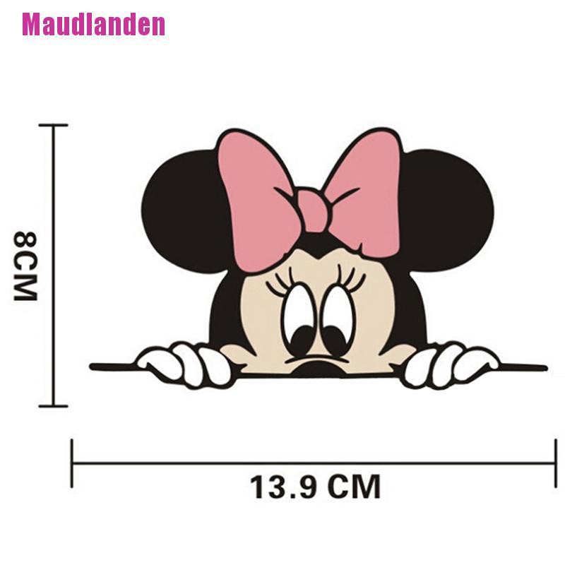 1 Sticker Dán Kính Chiếu Hậu Xe Hơi Hình Chuột Mickey Đáng Yêu 14x8cm
