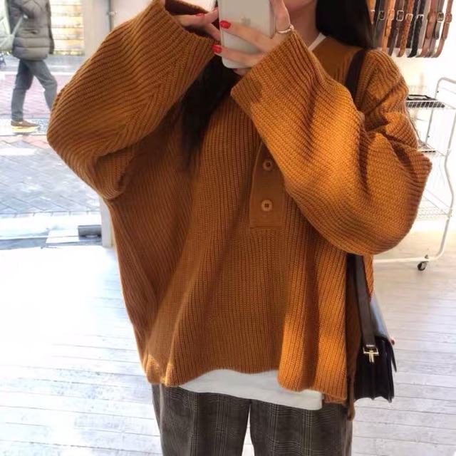 Áo len cổ tim ( 3 cúc áo kèm ảnh thật loại1) | BigBuy360 - bigbuy360.vn