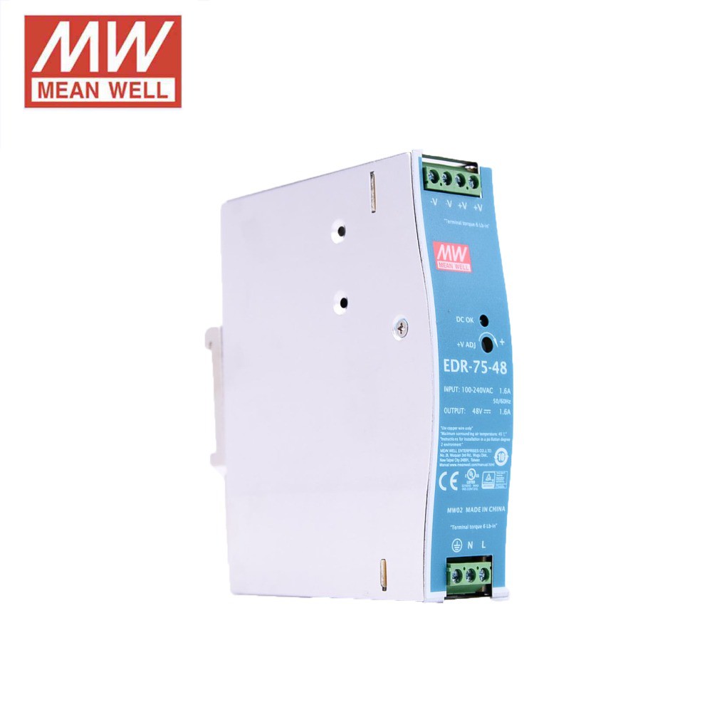 Bộ Chuyển Đổi Nguồn Điện Công Nghiệp Gắn Thanh DIN AC220V-&gt;DC48V 75W 1.6A EDR-75-48 (MEAN WELL)