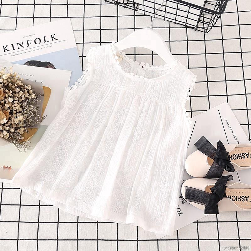 Áo cotton sát nách in hoa mùa hè cho bé gái