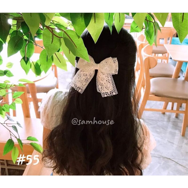 Kẹp nơ ren công chúa trắng