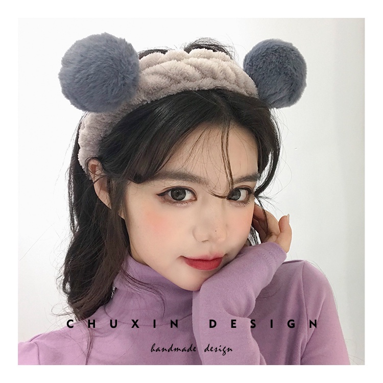 Băng đô rửa mặt Tai Gấu, băng đô cài tóc skincare nữ Tai Gấu 3D cute vải nhung mềm mượt Hàn Quốc