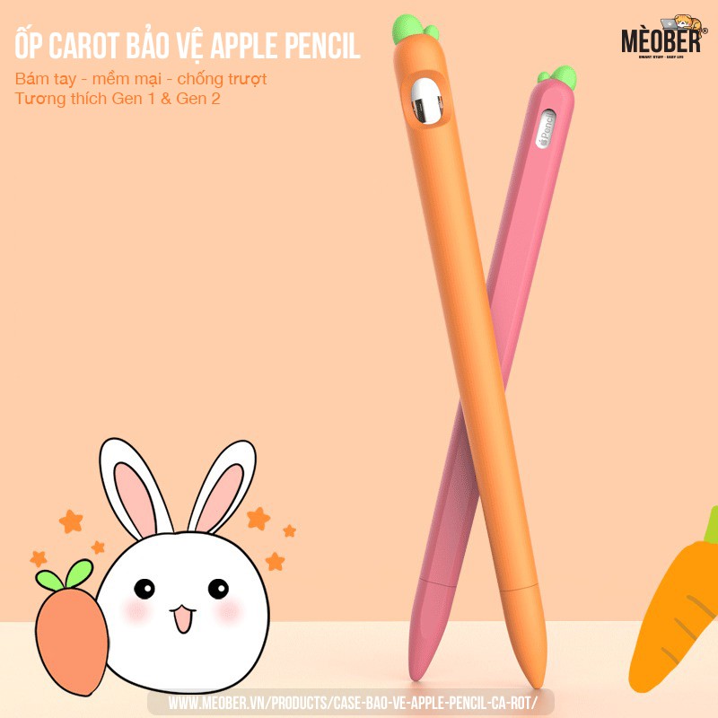 Case bảo vệ Apple Pencil thế hệ 1 và 2, ốp cover Apple Pencil Cà Rốt