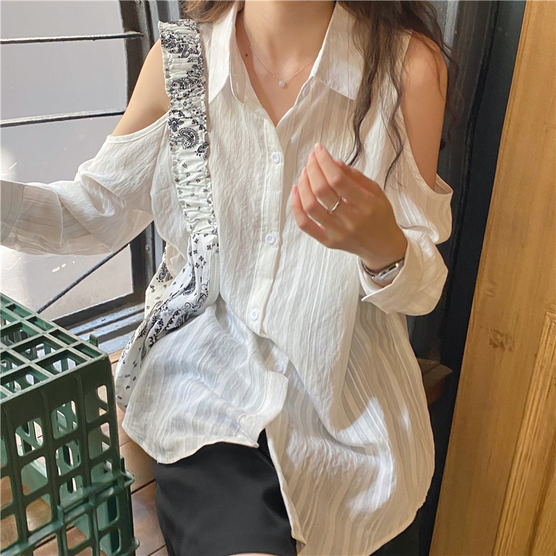 Áo Sơ Mi Dài Tay Một Bên Vai Dễ Phối Đồ Phiên Bản Hàn Quốc 36443