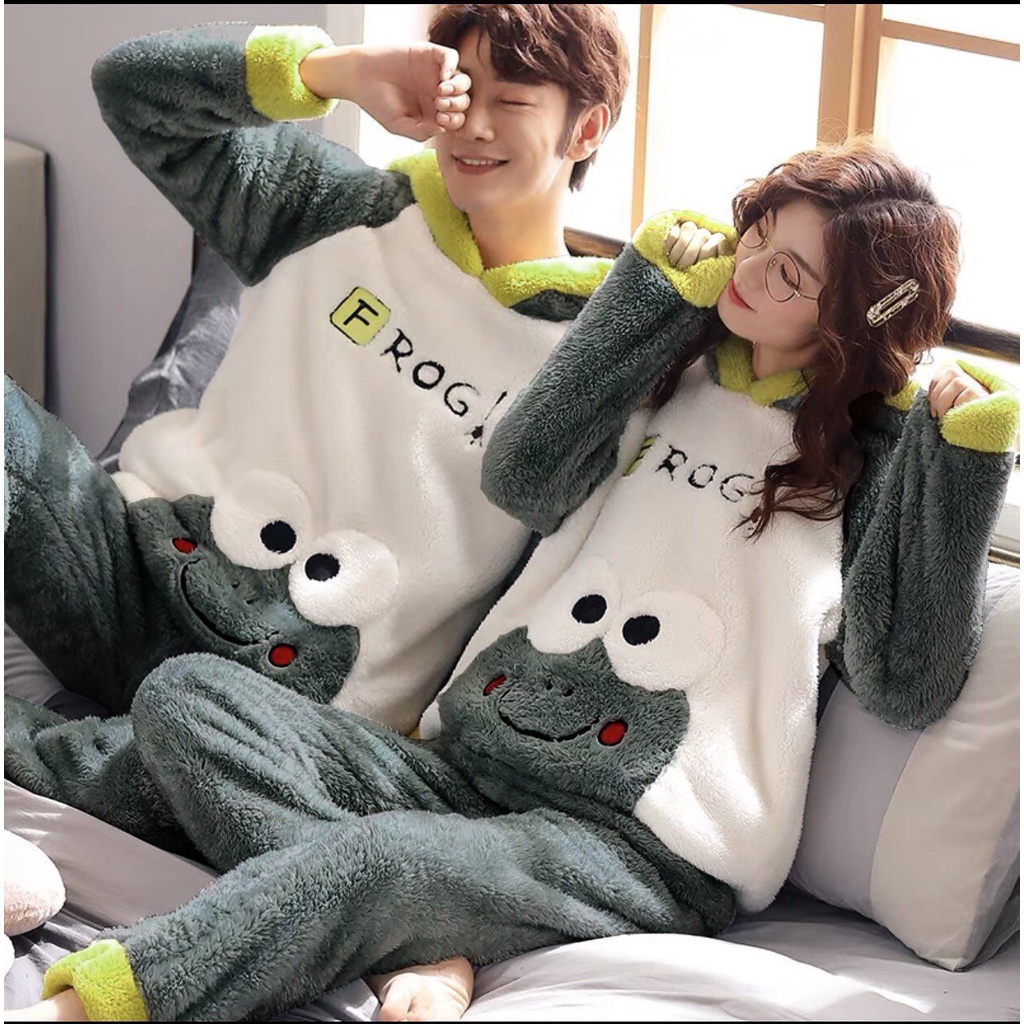 Bộ Đồ Nỉ Bông Con Ếch Cute Dễ Thương Unisex, Nam Nữ Hot Trend 2021
