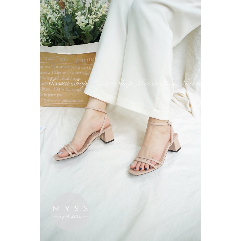 Giày sandal nữ quai ngang mảnh 2 dây gót trụ 5cm thời trang MYSS - SD87