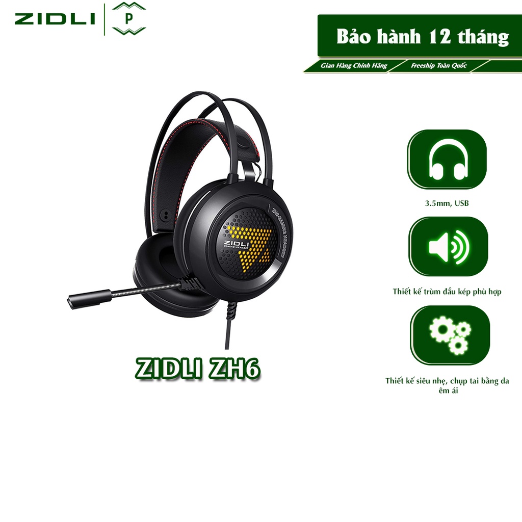 Tai nghe chơi game Zidli ZH6 có mic, led 7màu / Jack 3.5mm - Hàng Chính Hãng