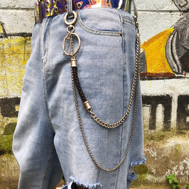 [Hàng Có Sẵn] Miễn Phí Giao Hàng Thật Quần Hip Hop Hai Lớp Dây Xích 1275 Phong Cách Harajuku Cho Nam Và Nữ