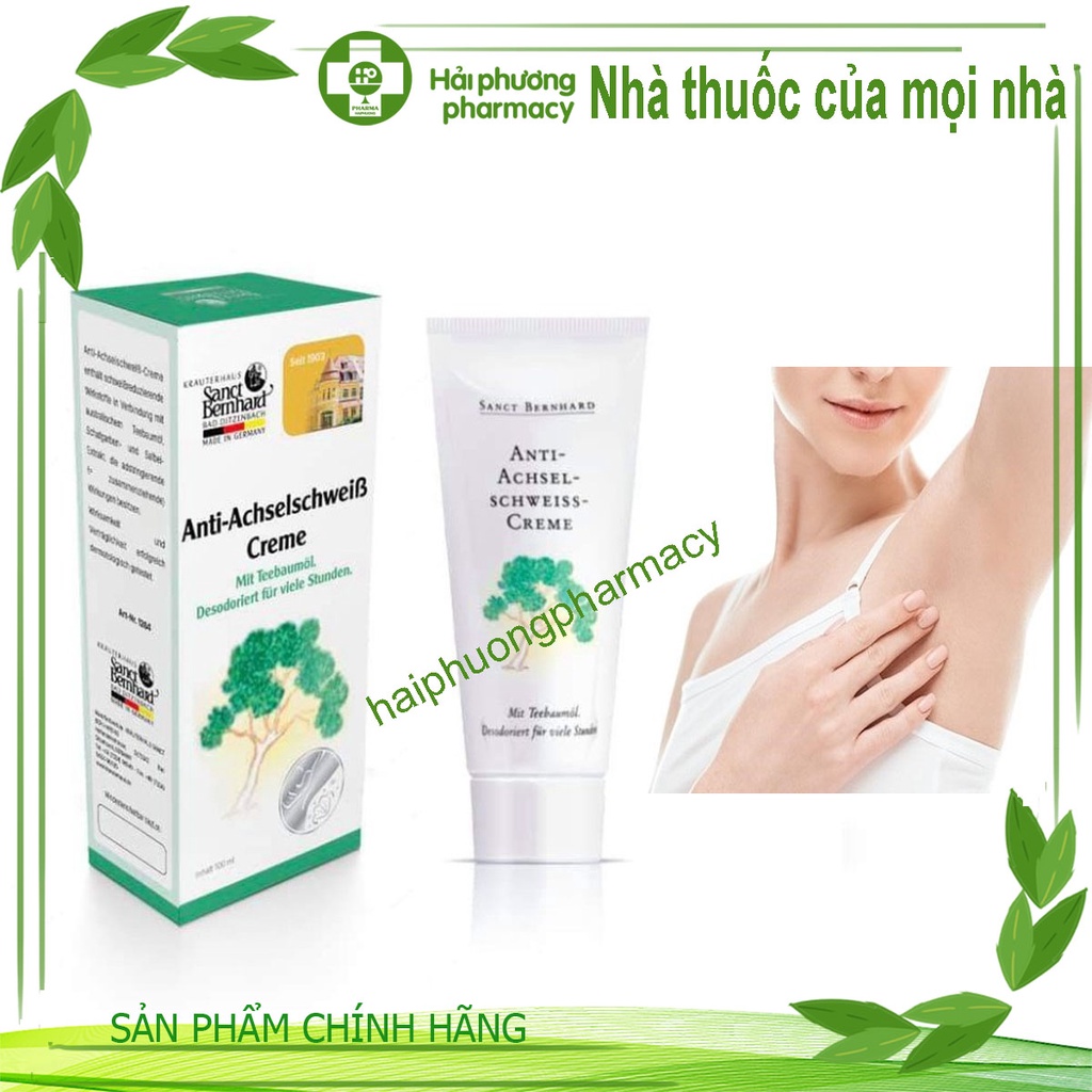 Kem khử mùi cơ thể Sanct Bernhard Anti-AchselschweiB-Creme chiết xuất tinh dầu tràm trà (25ml/100ml)
