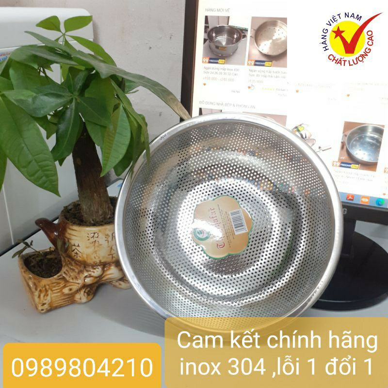 Rá inox 304 Thaphafac đủ size 20, 23, 26, 29, 32 cm,rá inox 304 vo gạo có chân đế ,rổ inox rửa rau,hoa quả,sạch an toàn