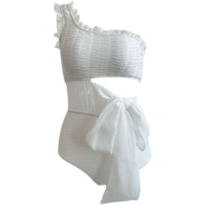 Bộ Đồ Bơi Một Mảnh Màu Trắng Trơn Phong Cách Hàn Quốc Thanh Lịch Dành Cho Nữ