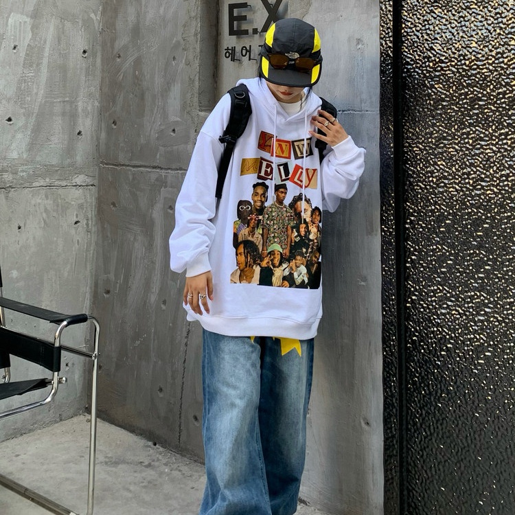 Thời Trang Áo Hoodie Tay Dài Dáng Rộng In Hình Nhân Vật Phong Cách Hip Hop Hàn Quốc | BigBuy360 - bigbuy360.vn
