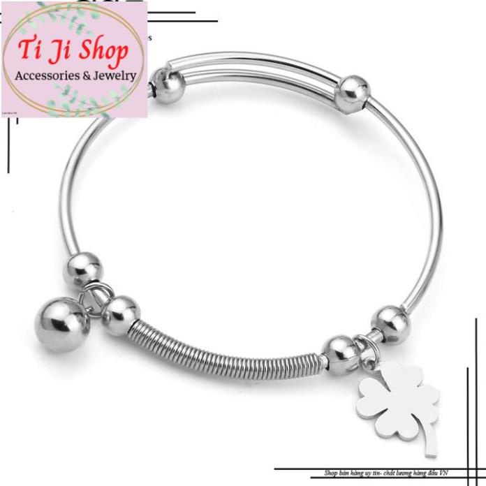 VÒNG TAY NỮ BI INOX CÁCH ĐIỆU GẮN PHỤ KIỆN - đẹp, không đen,