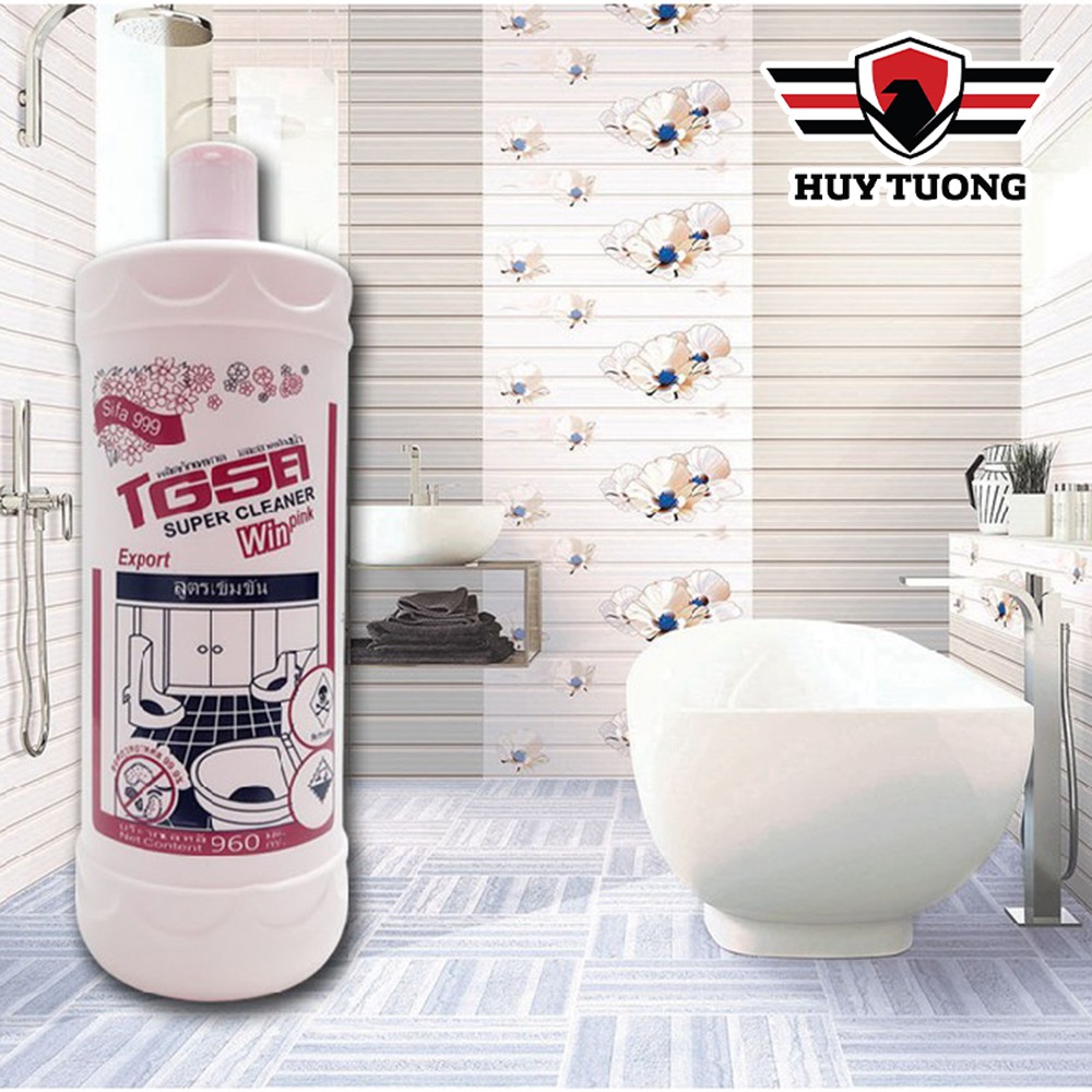 Nước tẩy gạch xi măng nhà tắm toilet đa năng TGSA Super Cleaner Pink 960ml cao cấp - Huy Tưởng