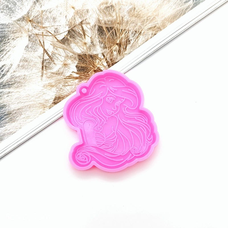 Sa Khuôn Silicon Làm Móc Khóa / Trang Sức Thủ Công Hình Cô Gái Tóc Dài Có Lỗ Treo Chìa Khóa / Làm Quà Tặng Sinh