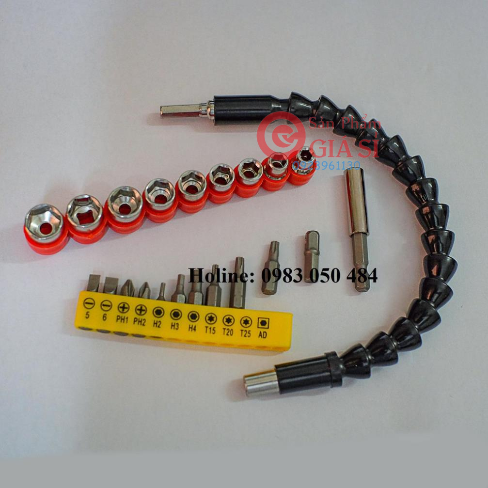 Bộ dụng cụ 22 chi tiết bộ phụ kiện máy khoan dụng cụ siết bulong và bắt vít bộ dụng cụ nối dài cho khoan ❤️freeship❤️