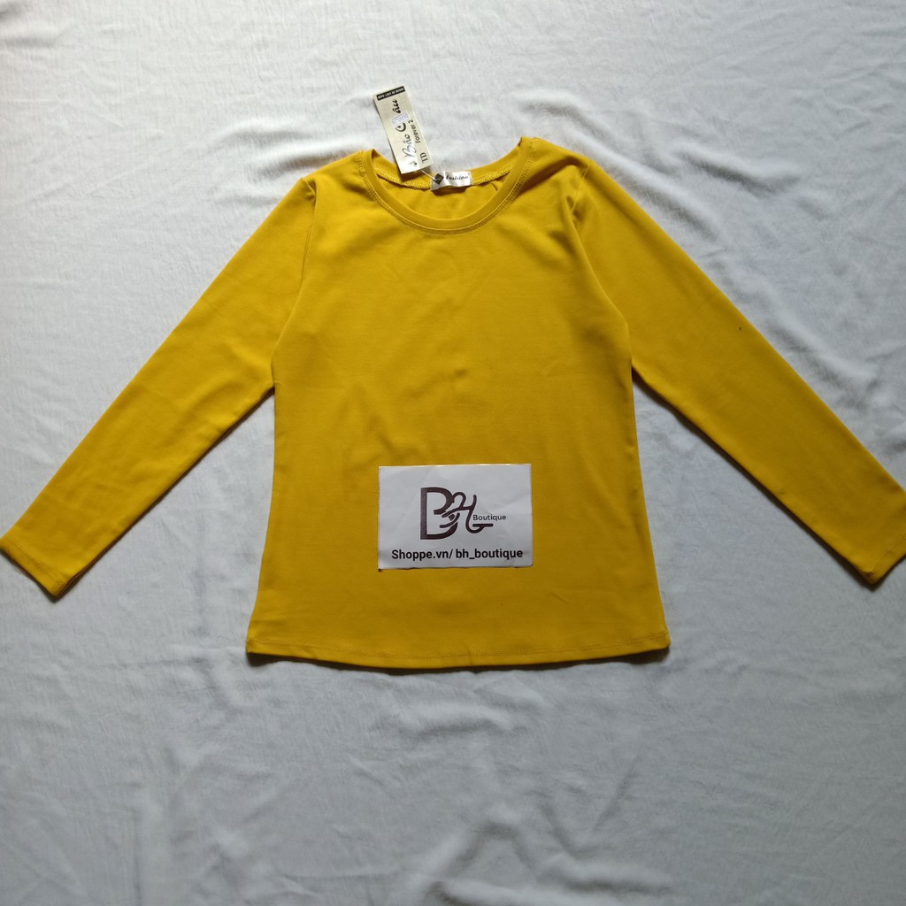 Áo Thun Nữ Trơn Tay Dài Cổ Tròn Chất Vải Cotton Co Giãn 4 Chiều Ôm Dáng Nhiều Màu Sắc Có Size Đến 65kg