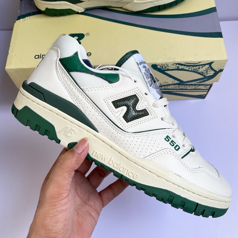 Giày New Balance 550 White Green S.Cấp , Giày NB 550 Trắng Xanh nam nữ - Bearne Shoe DINOSTORE1