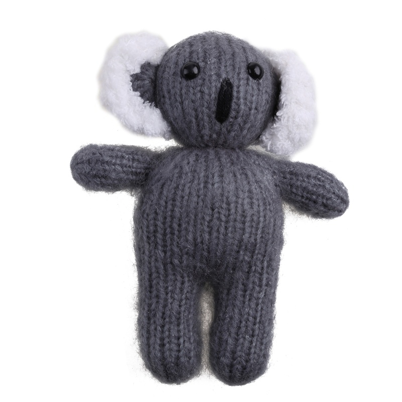 Bộ 2 Mũ Beanie Kèm Gấu Koala Nhồi Bông Dệt Kim Dùng Làm Phụ Kiện Chụp Ảnh Cho Bé Sơ Sinh
