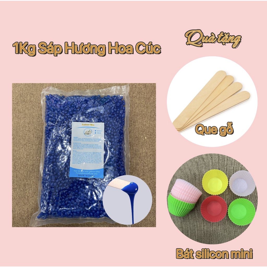 [TẶNG BÁT SILICON MINI] 1KG SÁP MÀU TẨY LÔNG WAX BEANS SIÊU BÁM LÔNG TẶNG KÈM QUE WAX