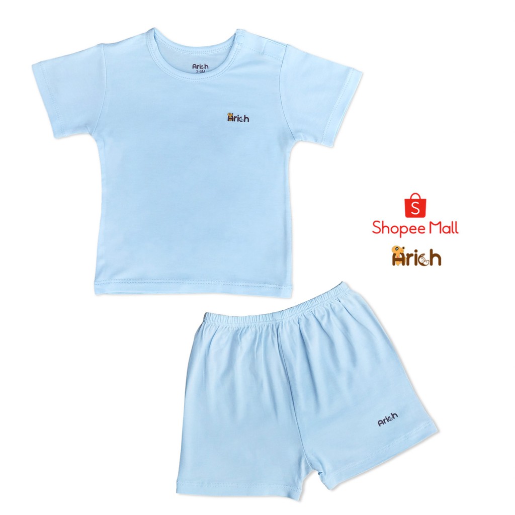 Bộ quần áo cộc cài vai màu trơn Arich (size từ 3-6 tháng đến 3-4 tuổi)