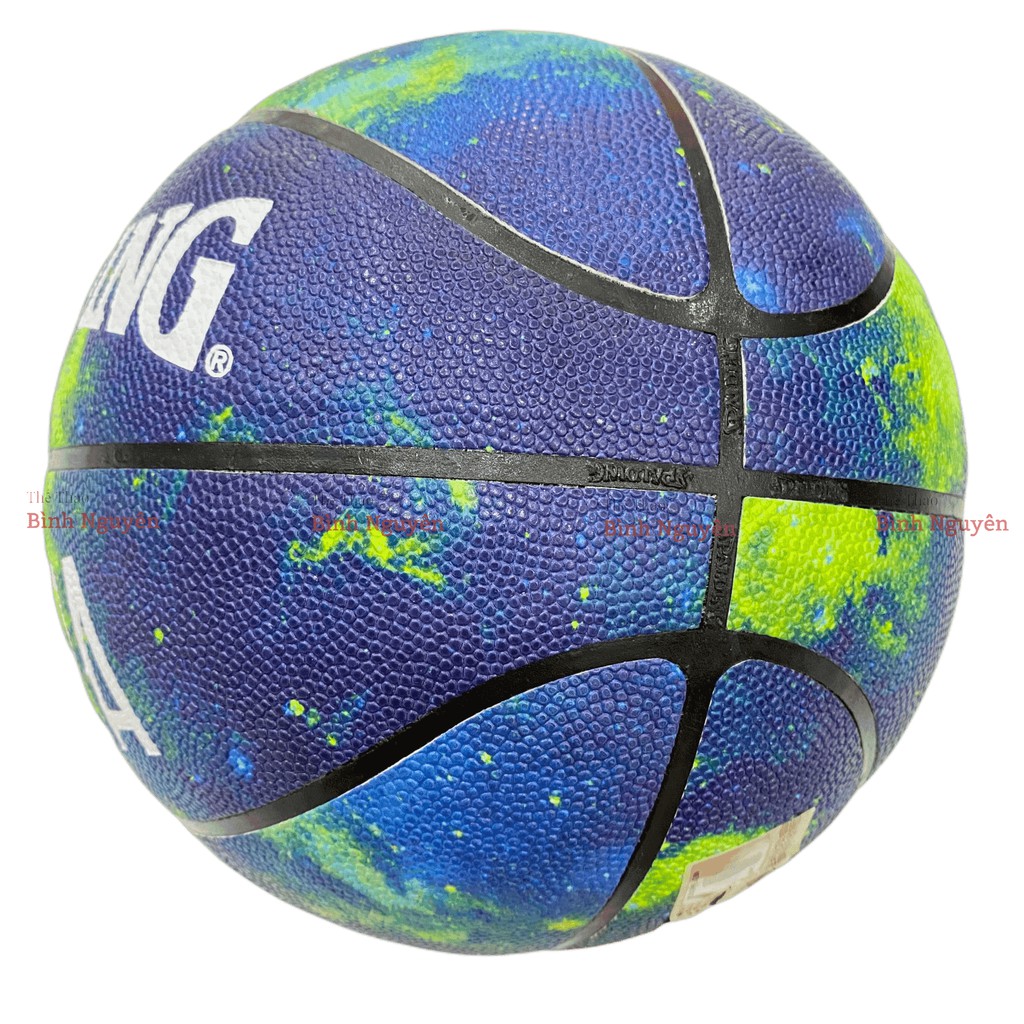 Banh bóng rổ Spalding Kobe Bryant da PU size 7 [TẶNG Bơm+Kim+Túi] Indoor Outdoor đen tím xanh phiên bản kỉ niệm trận đấu