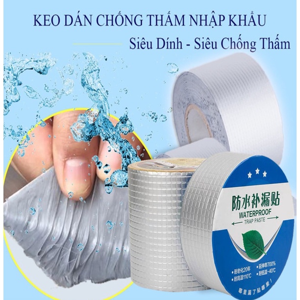 Cuộn 5 Mét Băng Keo Dán Rộng 5cm/10cm, Miếng Siêu Dính, Chống Thấm Nước, Keo Chống Dột