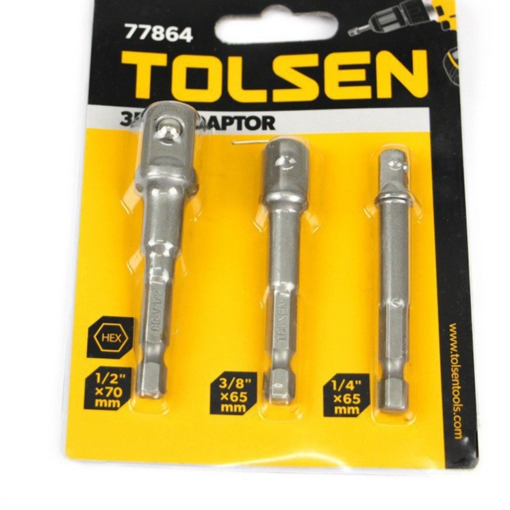 Bộ ba đầu chuyển vít sang đầu bắn bu lông 1/2 &quot; 3/8 &quot; 1/4 &quot; inch Tolsen 77864 chất liệu hợp kim thép siêu cứng bền bỉ