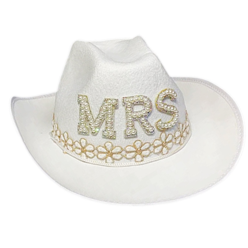 Brroa Mũ Fedora Đính Đá Chữ BRIDE / MRS Lấp Lánh Phong Cách Phương Tây Cho Cô Dâu / Chụp Ảnh
