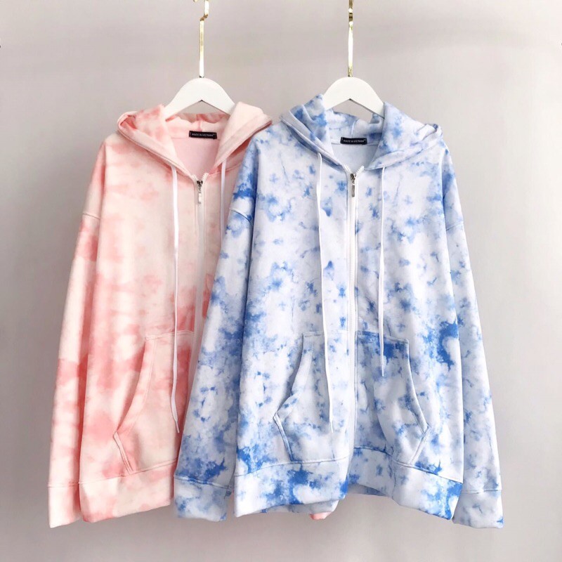 Áo Khoác Hoodie Zip Loang Màu 3D Ảnh Thật