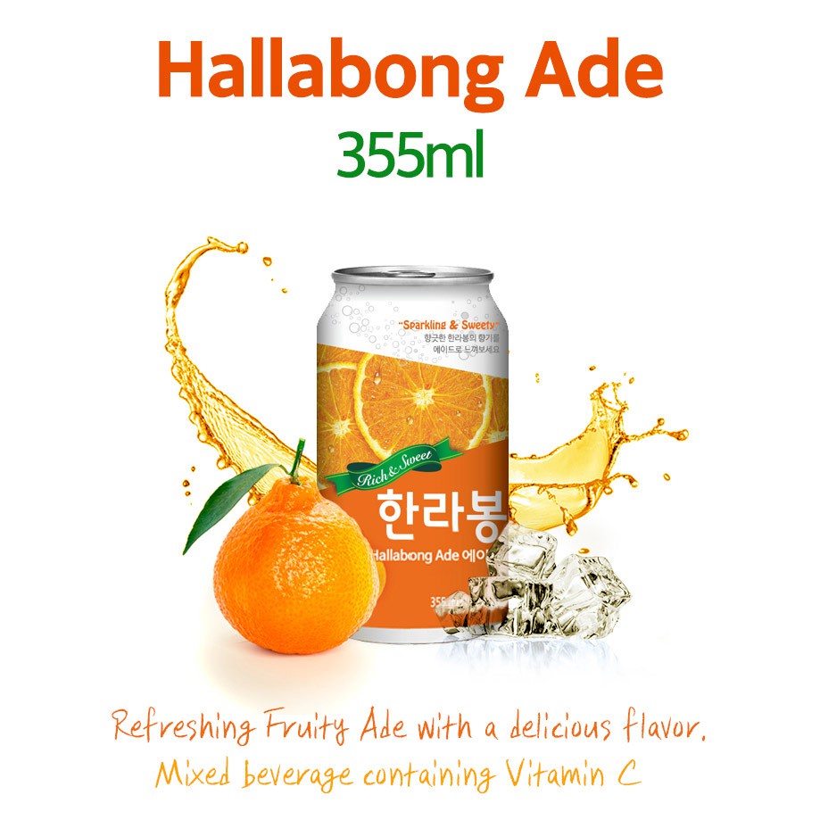 Nước ép trái cây có ga lon 355ml - Nho xanh &amp; Quýt Jeju Hàn Quốc Sparkling Ade - Hàng Nhập khẩu