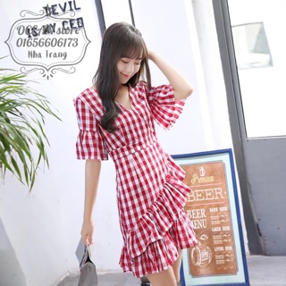❤️❤️=>ĐẦM BODY CỔ V TAY LOE PHỐI ĐUÔI CÁ<=❤️❤️