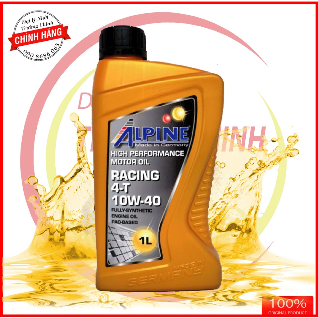 Nhớt Alpine racing 4T 10W40 fully synthetic dành cho moto, phân khối lớn nhập khẩu Đức