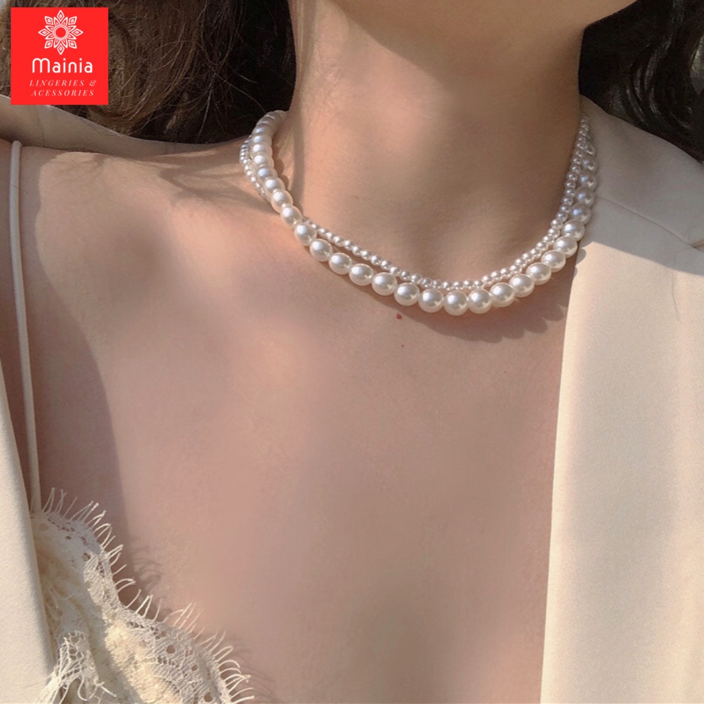 Dây Chuyền Vòng Cổ Hàn Quốc Hai Lớp Thanh Lịch Sang Trọng Phong Cách Hàn Quốc Mainia Shop