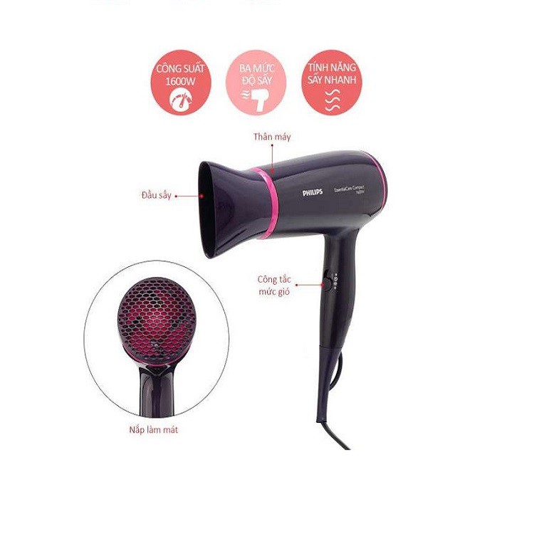 Máy sấy tóc Philips BHD002, 1600W - Hàng chính hãng