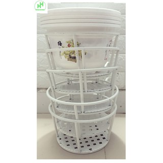 ComBo 5 GIỎ SẮT Treo Chậu Hoa Ban Công Hình Tròn - Màu Trắng + 5 Chậu Nhựa Trồng Hoa Cây Cảnh Bốn Mùa 250x170