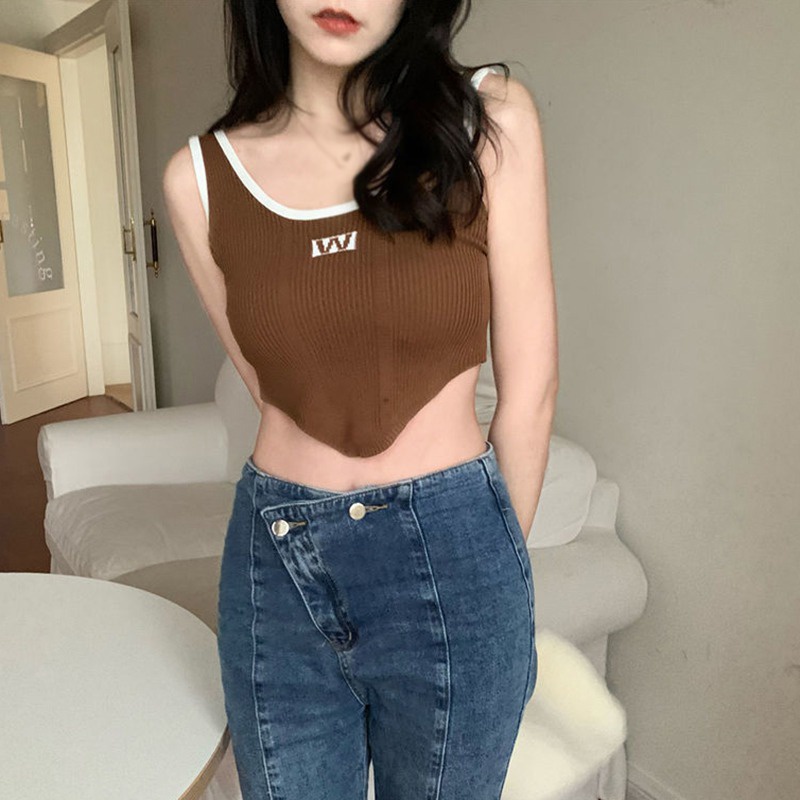 Áo Croptop Dệt Kim Sát Nách Cổ Chữ U Form Ôm Thời Trang Mùa Hè Cho Nữ