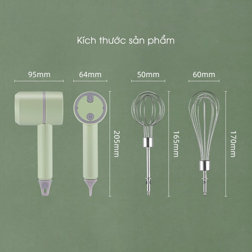Máy đánh trứng kiêm xay tỏi ớt cầm tay đa năng 3in1