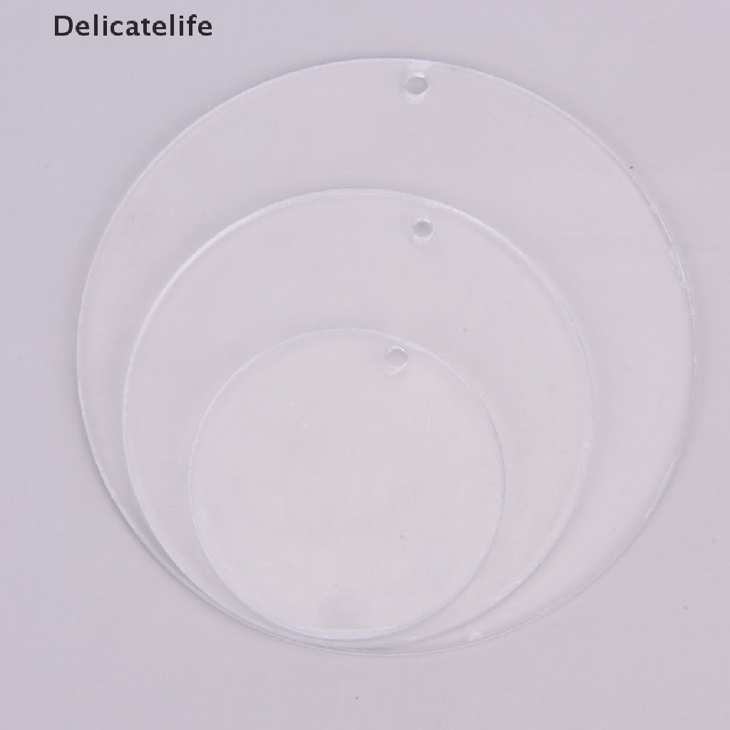 Set 10 mặt dây chuyền hình tròn bằng acrylic trong suốt DIY